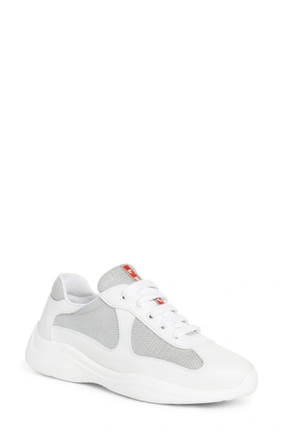 Prada Low-top Sneaker In White/ Silver
