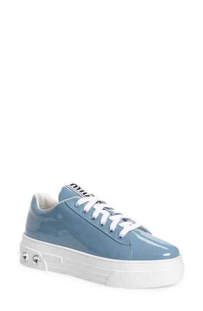 Miu Miu Crystal Detail Skate Platform Sneaker In Astrale Blue