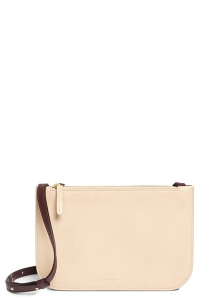 Mansur Gavriel Double Leather Crossbody Bag In Beige/eggplant