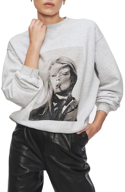 Anine Bing Ramona Graphic-print Cotton-jersey Sweatshirt In Grey