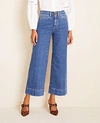 ANN TAYLOR PETITE WIDE LEG CROP JEANS IN BRIGHT INDIGO WASH,531624