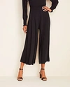 Ann Taylor The Petite Pleated Wide Leg Crop Pant In Black