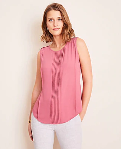 Ann Taylor Cutout Pleated Shell Top In Crimson Bloom