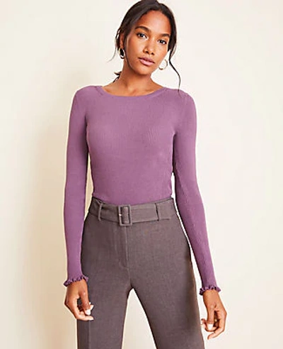 Ann Taylor Seasonless Yarn Perfect Pullover Size Xs Plum Dream Women's