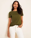 Ann Taylor Pima Cotton T-shirt Size S Olive Martini Women's