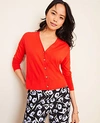 Ann Taylor Cropped V-neck Cardigan In Cayenne Pepper
