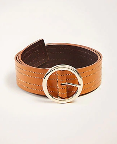 Ann Taylor Wide Leather Waist Belt In Rich Cognac