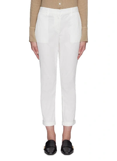 Theory 'treeca' Garment Dyed Cuffed Suiting Pants In White