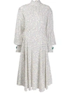 Christopher Kane White Gathered Polka Dot Midi Dress In White