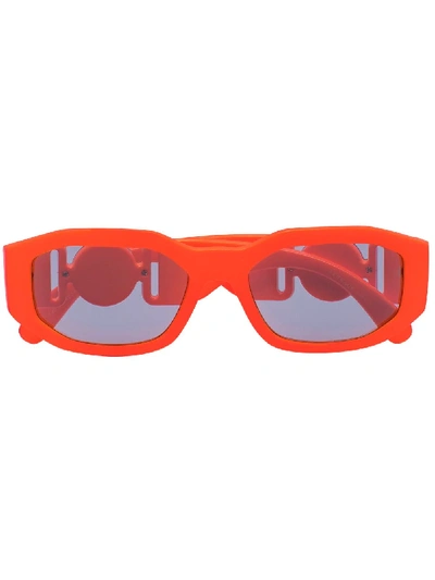 Versace Orange Biggie Rectangular Sunglasses