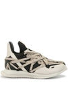 RICK OWENS TWO-TONE LACE DETAIL SNEAKERS