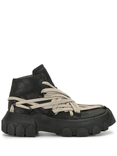 Rick Owens Two-tone Lace-detail Trainers In Black