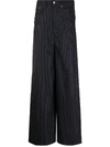 Mm6 Maison Margiela Cropped Cotton-twill Wide-leg Pants In Black