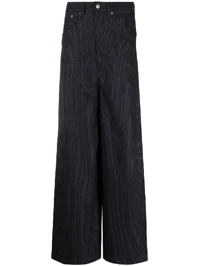 Mm6 Maison Margiela Cropped Cotton-twill Wide-leg Pants In Black