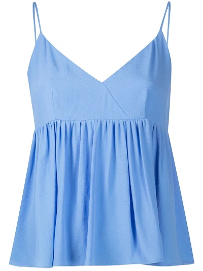 Semicouture Ruffled Hem V-neck Waistcoat Top In Blue