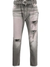 OFF-WHITE BELTED CROPPED JEANS