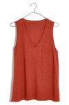 Madewell Whisper Cotton V-neck Tank In Rusty Torch