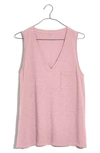 Madewell Whisper Cotton V-neck Tank In Weathered Berry
