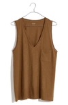 Madewell Whisper Cotton V-neck Tank In Golden Spinach