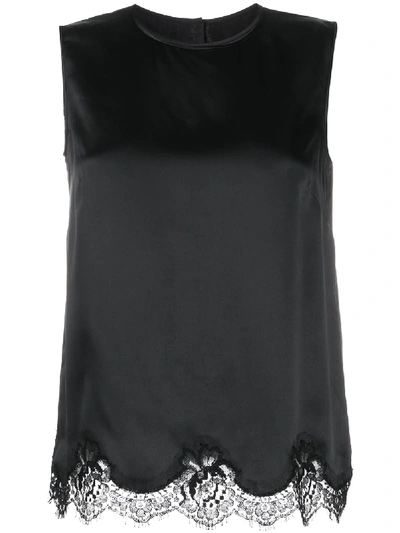 Dolce & Gabbana Lace-trimmed Sleeveless Blouse In Black