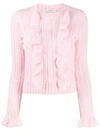 Philosophy Di Lorenzo Serafini Ruffle-trimmed Knitted Jumper In Pink