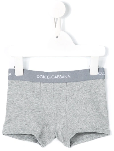 Dolce & Gabbana Kids' Logo Boxer Shorts In Grey