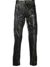 VERSACE ZIP DETAIL LEATHER TROUSERS