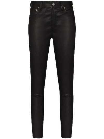 Polo Ralph Lauren Slim-leg Mid-rise Leather Trousers In Polo Black