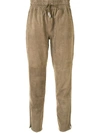 ARMA DRAWSTRING-WAIST SUEDE TAPERED TROUSERS