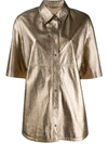 BRUNELLO CUCINELLI METALLIC SHEEN LEATHER SHIRT