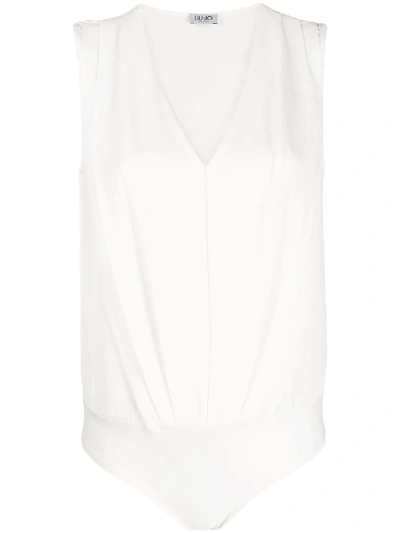 Liu •jo V-neck Blouse Bodysuit In White