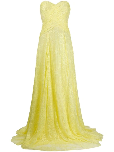 Blumarine Lace Wrap-detail Gown In Yellow