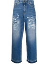 PINKO MADNESS DISTRESSED CROPPED JEANS