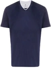 BRUNELLO CUCINELLI V-NECK TWO-TONE T-SHIRT