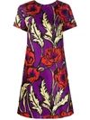 La Doublej Swing Big Blooms-print Dress In Purple