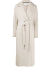 Harris Wharf London Belted Wool Coat In Neutrals