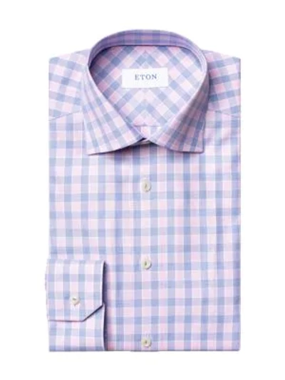 Eton Slim-fit Plaid Cotton Shirt In Pink