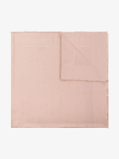 Ferragamo Gancini Silk And Wool-blend Scarf In Neutrals