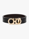 Ferragamo Reversible Belt With Adjustable Fit And Polished Finish In Black