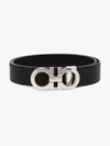 Ferragamo Gancini Reversible Embossed Belt In Black