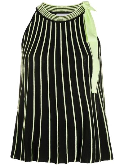 Be Blumarine Striped Sleeveless Blouse In Black