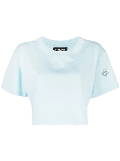 Styland Cropped Jersey T-shirt In Blue