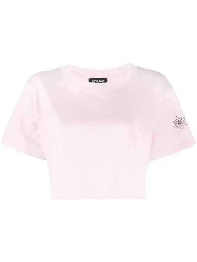 Styland Cropped Jersey T-shirt In Pink