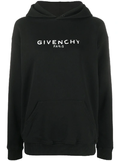 Givenchy 黑色“paris”徽标连帽衫 In Black