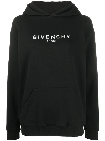 Givenchy Printed Cotton-jersey Hoodie In Black