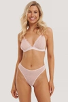 NA-KD MESH LACE EDGE DOTTED V-STRING PANTY PINK