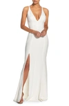 Dress The Population Iris Crepe Trumpet Gown In Off White