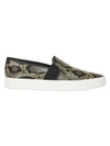 Vince Blair Snakeskin-embossed Leather Slip-on Sneakers In Militaire