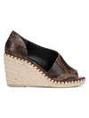VINCE Sonora Peep-Toe Snakeskin-Embossed Leather Espadrille Wedge Sandals
