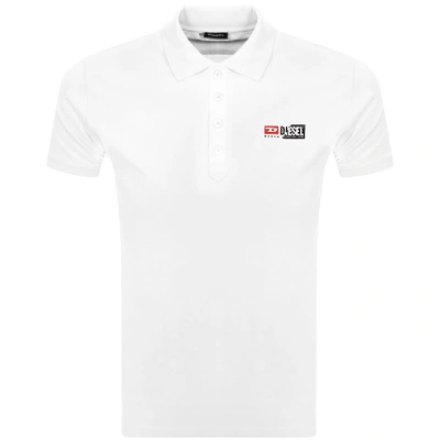 Diesel T-weet-split Split Logo Polo Shirt In White